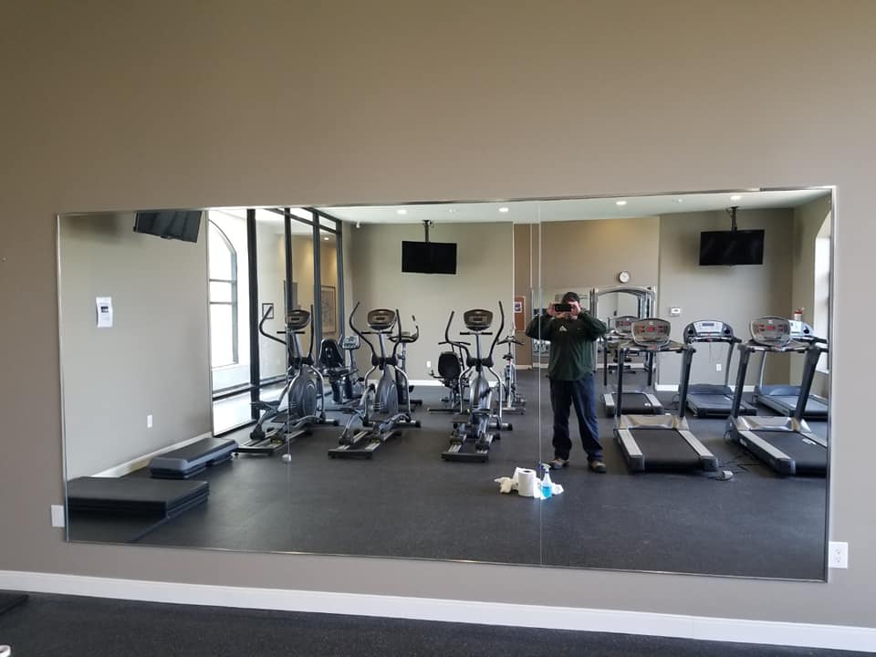 Mirror for gym installed